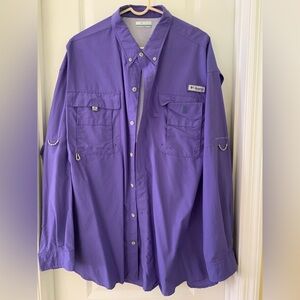 Columbia Purple Casual Button Down Shirt with Collared Neckline